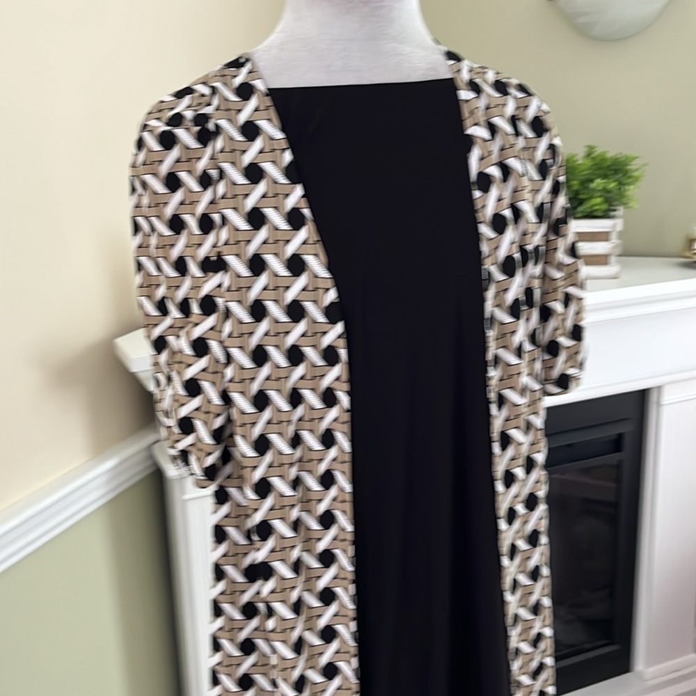 Perceptions Black Overlay Geometric Patterned Car… - image 3